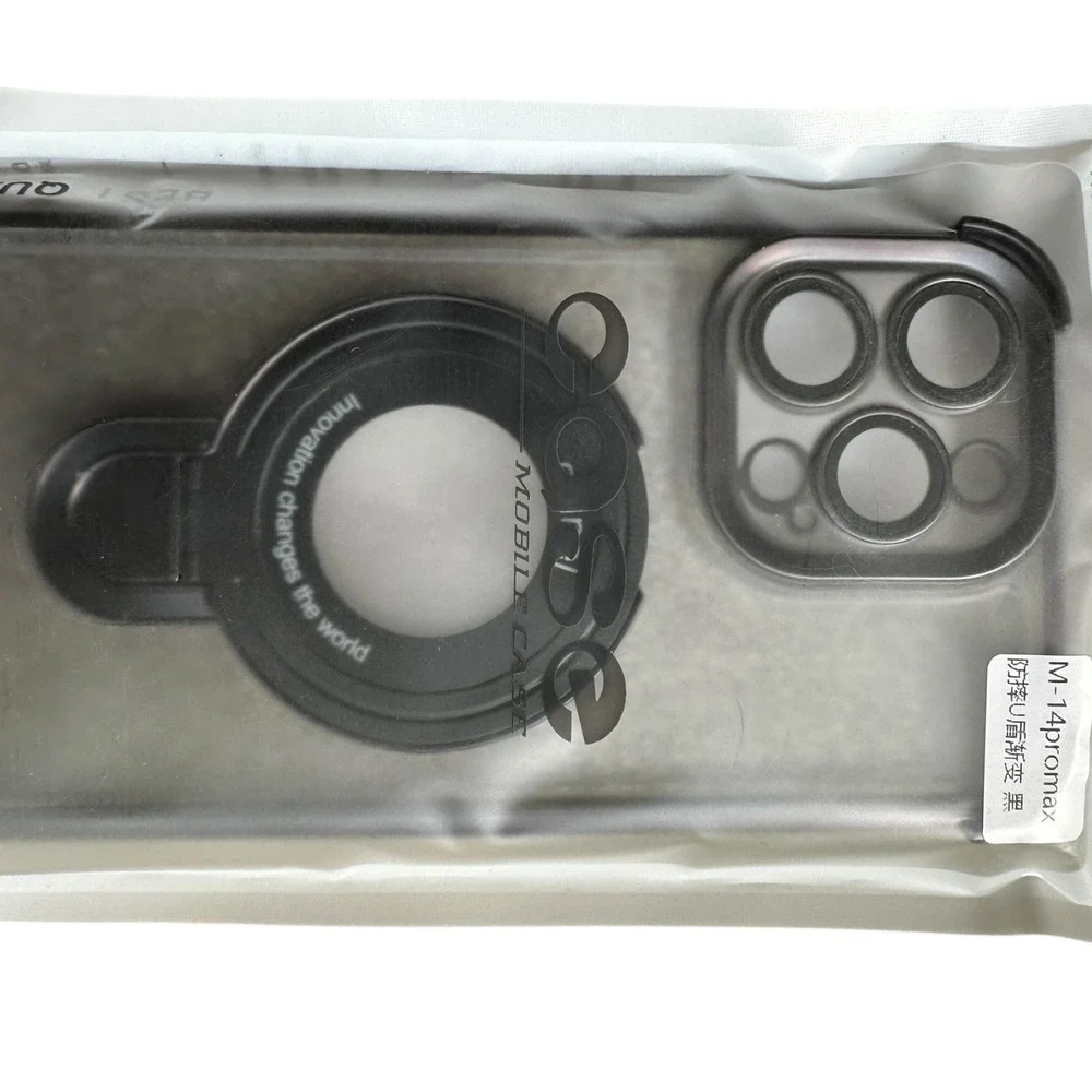 Mobile Case iPhone 14 Pro Max Clear Protective‎ Cover with Ring Holder Black